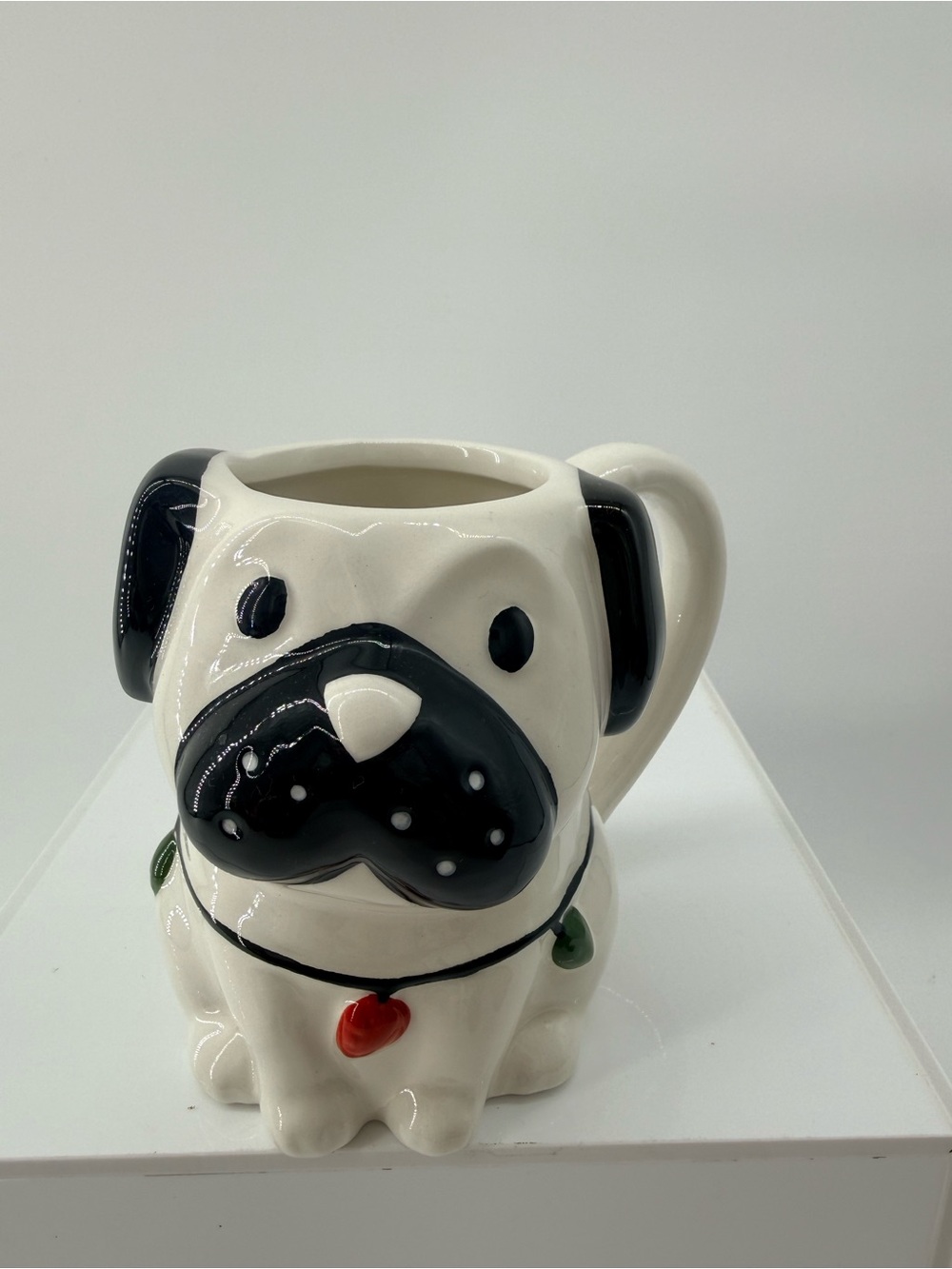 Wondershop White and Black Pug Ceramic Pet Bowl